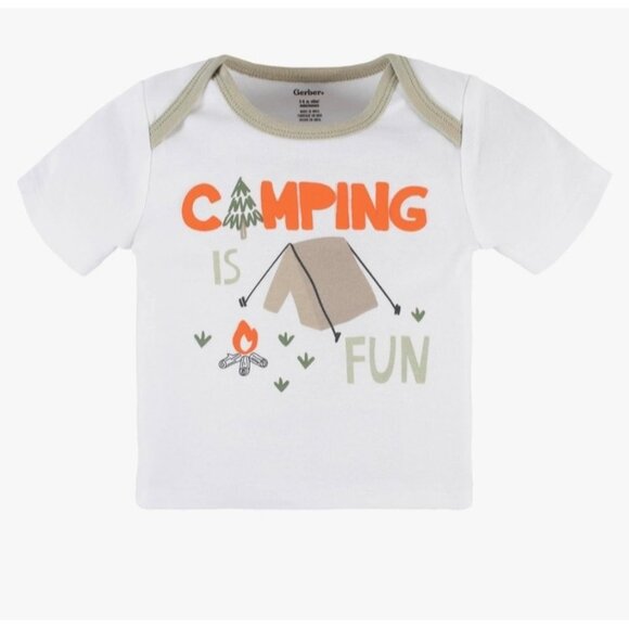 Gerber Baby Boys Camping Fun 4-Piece Bodysuit Tee Shorts & Pant Set Newborn Cott - Picture 6 of 11